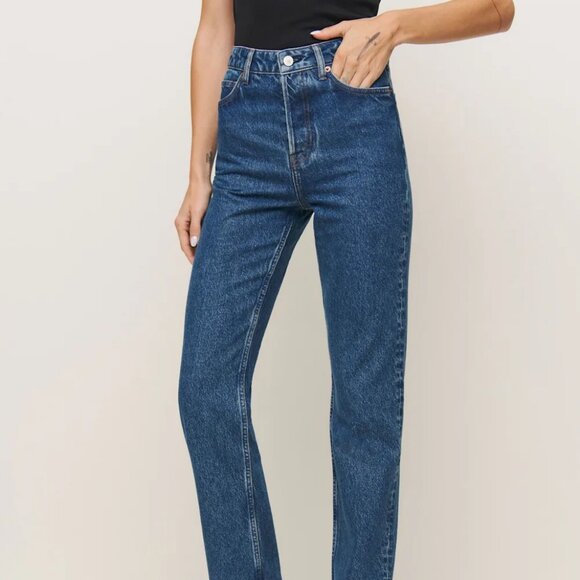 Reformation Cynthia High Rise Straight Jeans Blue - Size 26 - Picture 1 of 9